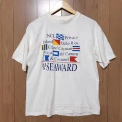 USA古着 90s MSシーワード ビッグプリント ホワイトTシャツ Mサイズ