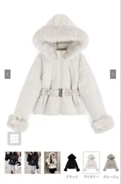 ベルト付きファー中綿ダウンジャケット[kd36]