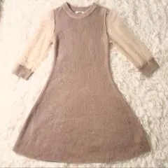 【美品】snidel スナイデル ニットワンピース 長袖 ベージュ Fサイズ