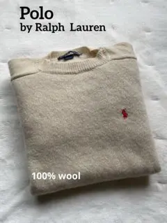 ポロバイラルフローレン　wool 100%ニット ポニー刺繍　アイボリー
