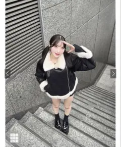 GRL ムートンコート ブラック ask141 ファーレザージャケット