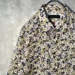 美品☆ 好配色フラワー柄 花柄 長袖シャツ 美シルエット 日本製のサムネイル