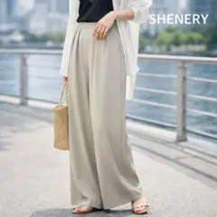 25SS SHENERYシーナリー／美脚見え タックワイドパンツ S 体型カバー