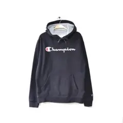 チャンピオン ロゴプリント スウェットパーカー レディースM ブラック 古着