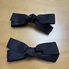 ブラックリボンヘアピン2個セット
