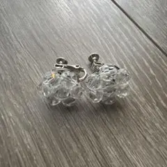 クリスタル調花形クリアイヤリング