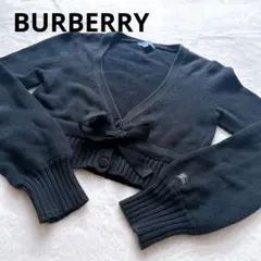 バーバリーブルーレーベル カーディガン ホースロゴ リボン チェック柄