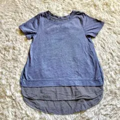 【淡色女子】サマンサモスモス ギンガムチェック切替ドッキングTシャツ グレー M