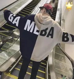 パーカー メンズ 裏起毛 特大 バイカラー フード 男女兼用 3XL