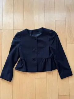 GUキッズフォーマルスーツノーカラージャケットリボンブラックスーツ130黒色