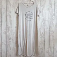 ジェラートピケ ロゴプリント ロングワンピース 半袖 アイボリー ルームウェア