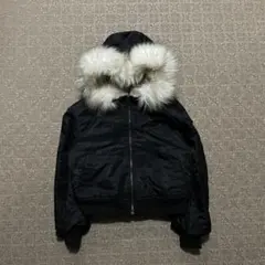 Y2K N2B OPIUM 短丈 フライト ボンバージャケット ファーフード56