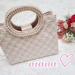 【るーちゃん♡♡様】ニアナ レース サテン ハンドバッグ ショルダー パール