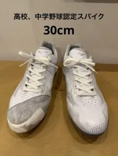 Mizuno ホワイト スパイク 高校、中学公式野球認定スパイク 30.0cm