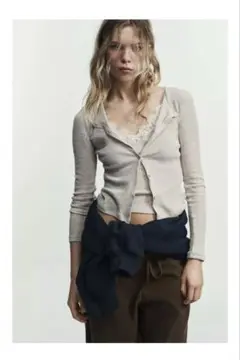 完売品⭐︎ZARA コンビネーションレーストップジャケット M サンド/マール