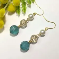≪309 パールターコイズ≫ハンドメイドレジンピアス 400円 - メルカリ