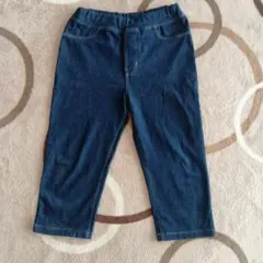 らくらく動けるデニム　七分丈レギンスパンツ ネイビー　130cm 無印良品