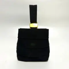 美品　フェラガモ　ヴァラ　ハンドバッグ　ミニバッグ　ブラック　キャンバス