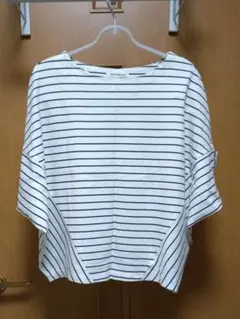 Natural Beauty Basic ボーダー ストライプ半袖五分袖トップス