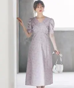 新品未開封＊トッコ　タイニーフラワーレースアップワンピース　パフスリーブ