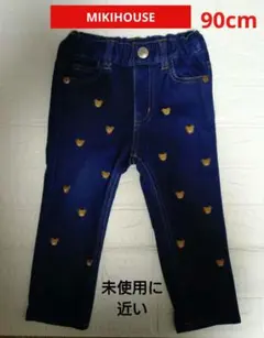 【未使用に近い】90cm ミキハウス プッチー ストレッチデニム ズボン