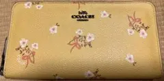 COACH 花柄 二つ折り財布 イエロー
