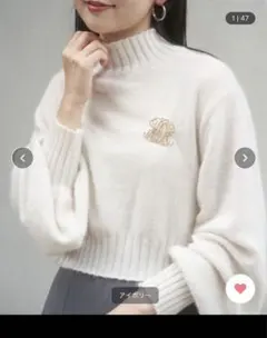 Chico アンゴラハイネック短丈ルーズニット　アイボリー