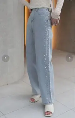 サイドパールデニムパンツ
