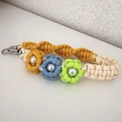 パラコード ハンドストラップ お花 スマホストラップ 落下防止 キーホルダー