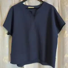 YEOU-YA 韓国服 トップス シャツ ネイビー オフィス服 ビックシルエット