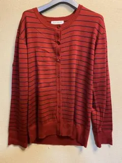 赤と黒ボーダーカーディガン3L