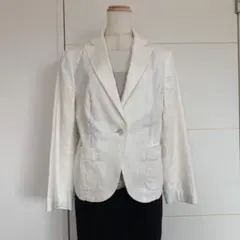 トゥモローランド　春夏　テーラードジャケット　麻混　白　40