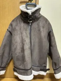 【美品】【冬物セール】スエード×ボアフェイクムートンB-3ジャケットブルゾン