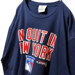 ファナティクス NHLニューヨークレンジャーズ Tシャツ ネイビー紺色古着のサムネイル