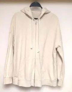 GU ジーユー ジップアップパーカー（XL）アイボリー ドロップショルダー