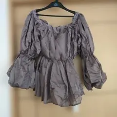 オフショルダーパープル長袖ブラウス Fサイズ