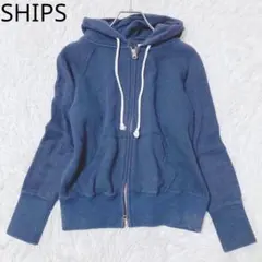 シップス　パーカー　ネイビー　フルジップアップ　ポケット　シンプル　カジュアル