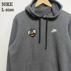 NIKE プルオーバー パーカー L 蜂 刺繍ロゴ ナイキ グレー