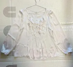 美品 アナイ 淡いピンク フリル長袖ブラウスのサムネイル