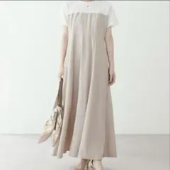 ナチュラルクチュール　レイヤード風カットジョーゼットワンピース