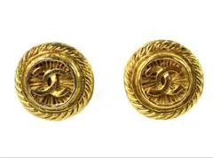 CHANELココマーク ラウンド イヤリング GPゴールド ヴィンテージ/972