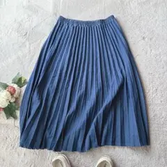 美品(L)プリーツロングスカート/ウエスト総ゴム/ミディ丈/オーバーサイズ