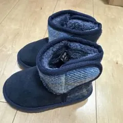 ネイビー フリースショートブーツ ムートンブーツ