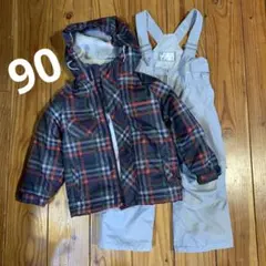 スキーウェア スノーウェア　90 上下セット　チェック柄