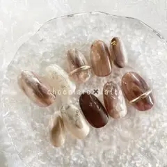 ブラウンネイル[送料無料]＊予備チップ付き♡＊ネイルチップ、ブライダルネイル