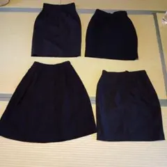 ブラックスカートひざ丈4点セット