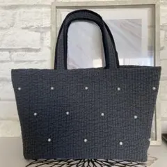No.52 ヌビバッグ　トートバッグ　ダークグレー　パール付