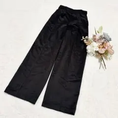 【ジーユー】GU サテン ワイドパンツ ウエストゴム ブラウン XS