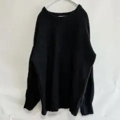 希少100%コットン古着オールドネイビー黒ワッフル編みニットLチュニックゆるだぼのサムネイル