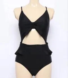 フロントリボン ワンピース水着 ブラックのサムネイル